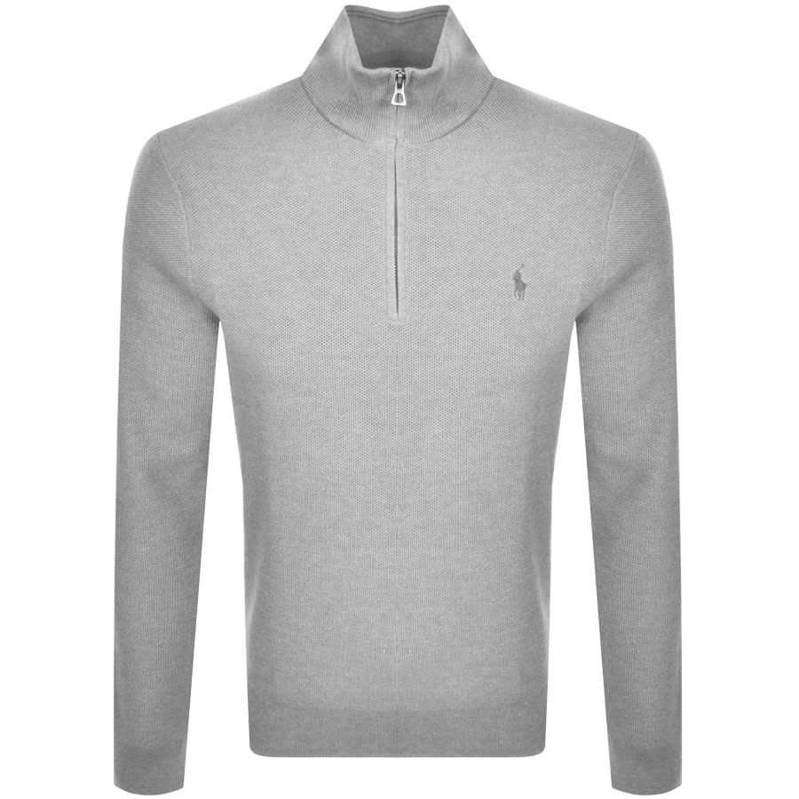Alternative Image for ProductRalph Lauren Half Zip Waffle Knit Jumper Grey1